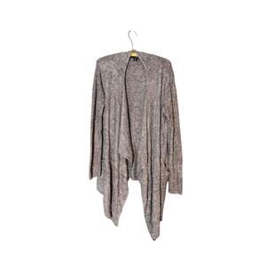 Barefoot Dreams CozyChic Lite Cardigan Womens L XL Gray Open Front Drape Pockets